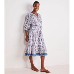 Vineyard Vines NWT Pink and Blue Tie Waist Midi Dress Thalia Floral Cover-Up